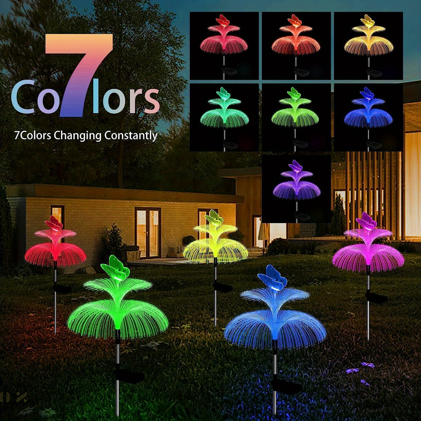 Solar Jellyfish Butterfly Garden Lights 4-Pack Color Changing