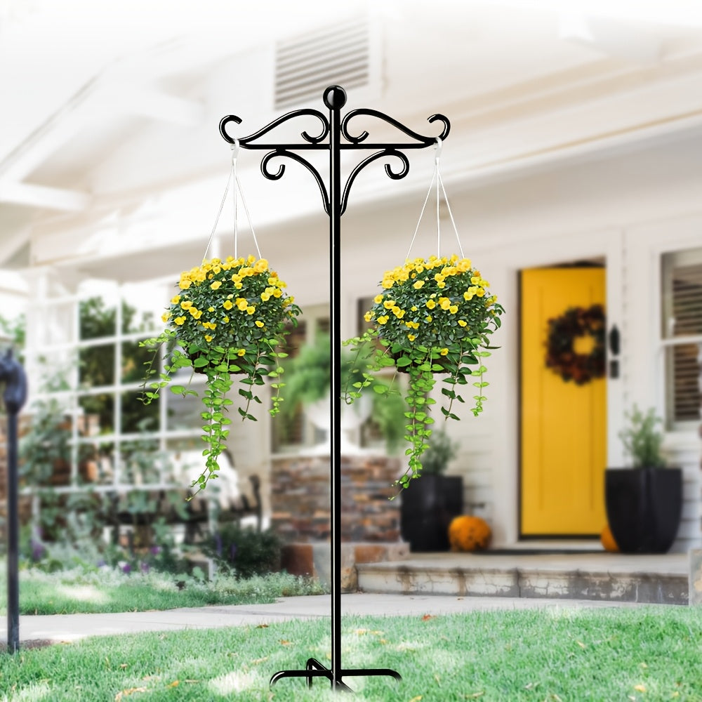 Shepherd Hook Bird Feeder Pole 78-inch, Adjustable 5-Prong Base, Heavy Duty Garden Hook for Hanging Bird Feeders, Plant Baskets, Lanterns & Outdoor Decor
