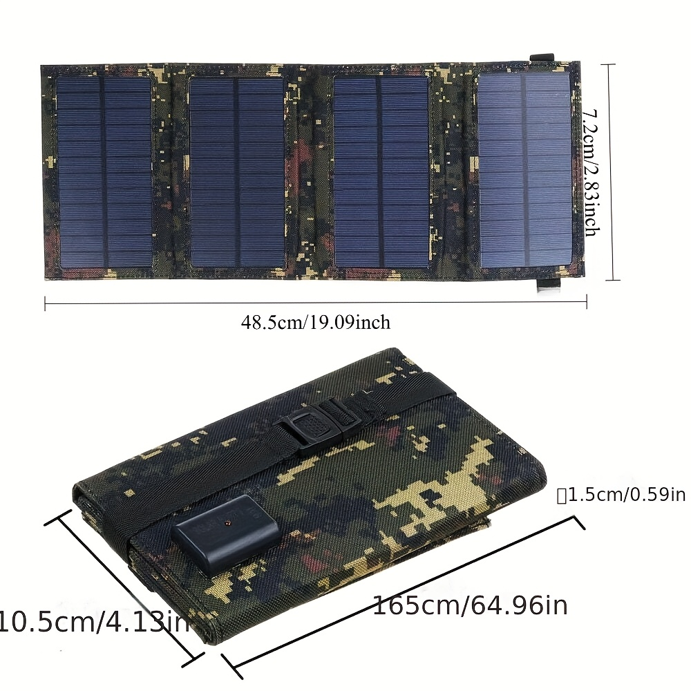 Foldable Solar Charger Portable Monocrystalline Silicon 20% Efficiency USB Output with Carabiner Compact Folding Solar Panel for Outdoor Camping Hiking Backpacking Travel Phone Charging