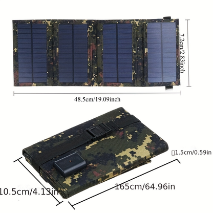 Foldable Solar Charger Portable Monocrystalline Silicon 20% Efficiency USB Output with Carabiner Compact Folding Solar Panel for Outdoor Camping Hiking Backpacking Travel Phone Charging