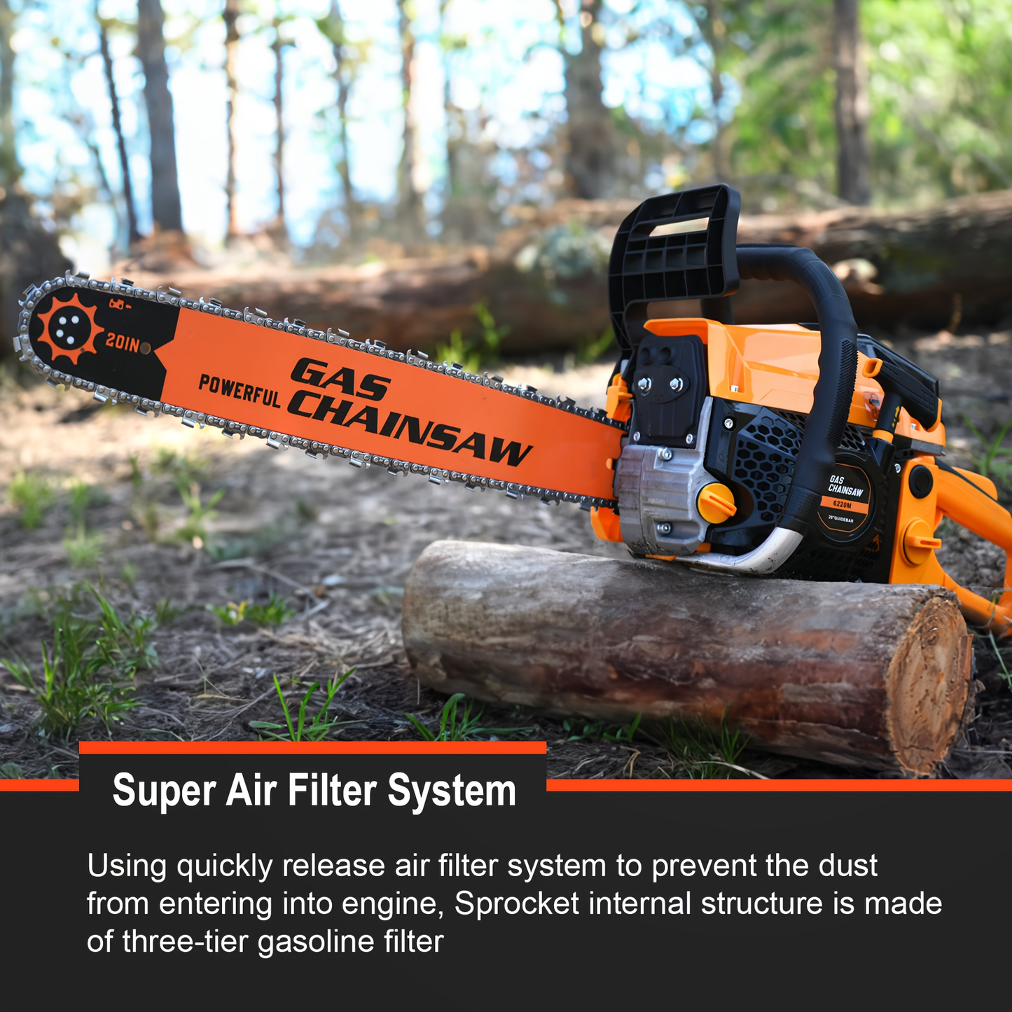 Gas Chainsaw Set – 12-Inch 25CC Pruning Saw & 20-Inch 62CC Heavy-Duty Log Cutting Chainsaw, Choose by Need