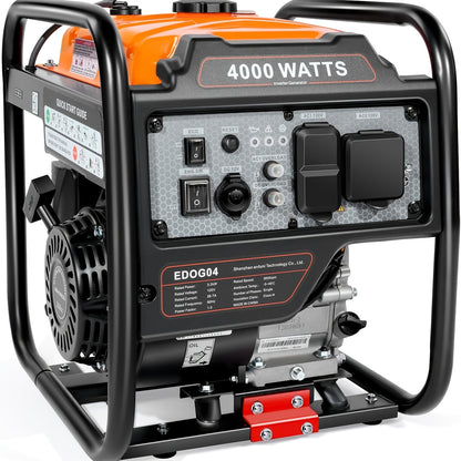 Portable Generator 4000W Four-Stroke Gas Powered with 2x120V AC 30A RV Port 12V DC USB-C for Home Backup Camping RV Hurricane Emergency Power Outdoor