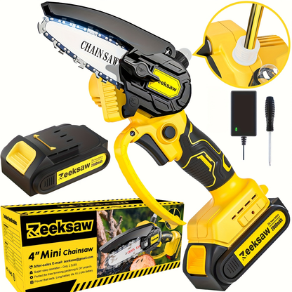 Cordless Mini Chainsaw 8 Inch with 2x2.0Ah Batteries & Charger – Auto Oiler, Chain Tensioning, 26ft/s Speed for Tree Branches & Yard Work
