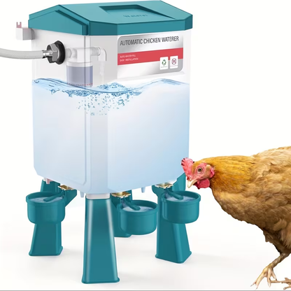 Automatic Poultry Waterer Hose-Connected - Float Valve, Hang or Floor Mount, Filter