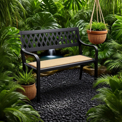 TV Stand 47 Inch Entertainment Center with Storage Cabinet, Modern Media Console Table for Living Room, Black Metal Frame, 500 lbs Capacity
