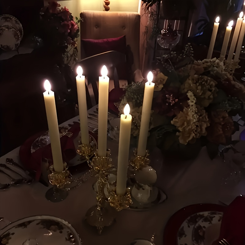 Flameless Taper Candles with Remote 6 Pack LED Flickering Battery Operated Electric Fake Window Candles 3D Black Wick for Dining Table Centerpiece Holiday Home Decor