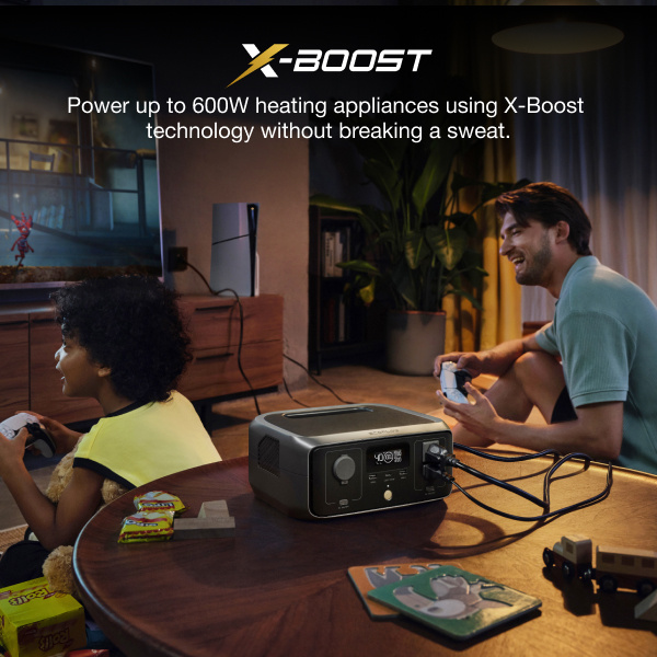 LiFePO4 Power Station 230Wh EcoFlow RIVER 3 – 300W (600W X-Boost), 1Hr Fast Charge, UPS <20ms, <30dB Quiet, 6 Outputs for Camping, Home & Emergency