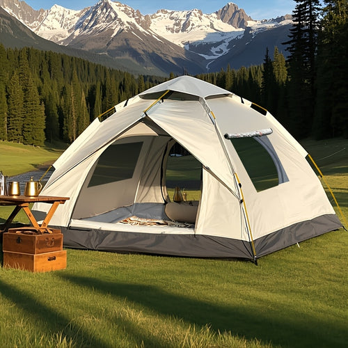 Pop Up Tent Windproof Sun Resistant Double Door Camping Outdoor