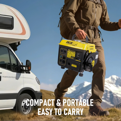 Gas Generator 1200W Portable Compact Ultralight - 900W Running 1200W Peak, 2-Stroke 71CC Engine, 6Hr Runtime, EPA & CARB Compliant, Recoil Start for Camping, Outdoors & Home Backup