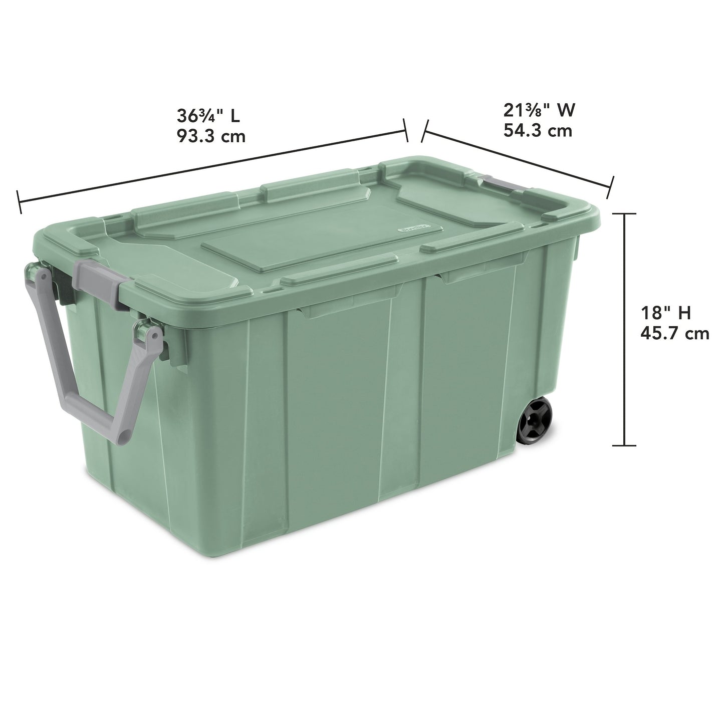 Heavy Duty Storage Bins with Wheels and Lids | 40 Gallon 151L Industrial Totes | 2 Pack | Lockable Latches | Metal Axle | Stackable | Green