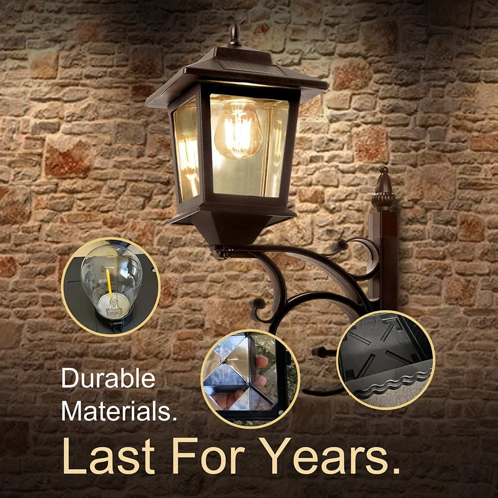 Solar Lamp Post Light with Flower Pot 2-in-1 – Waterproof Wall Mounted or Standalone Decorative Garden Lantern for Lawn, Yard, Front & Back Door (Set of 2)