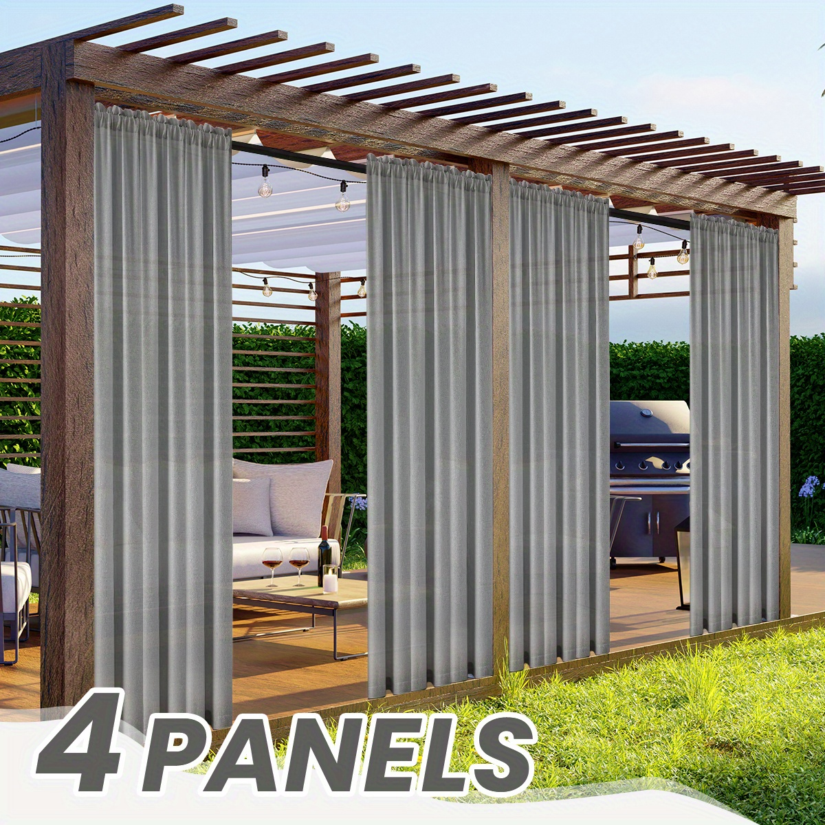 Sheer Curtains 4 Panels Rod Pocket Semi-Sheer Linen Look Light Filtering Privacy Drapes for Living Room Bedroom Patio – All Season, Woven, Unlined, Multi-Color