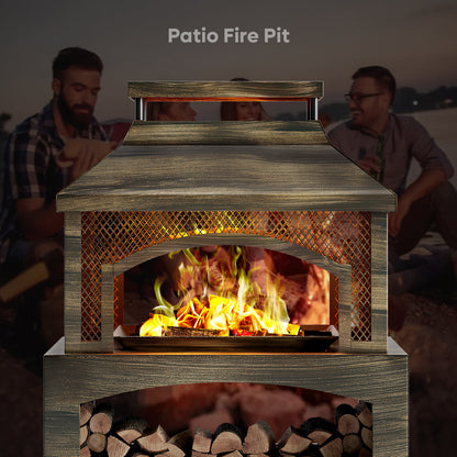 Outdoor Fireplace | Wood Burning Metal Patio Garden Deck Backyard