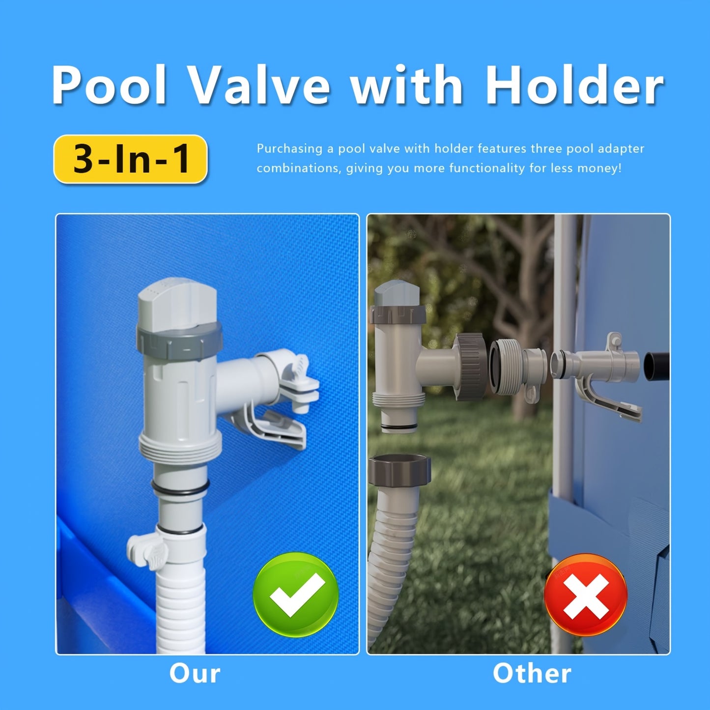 Pool Plunger Valve with Holder | Intex Compatible Filter Pump Hose