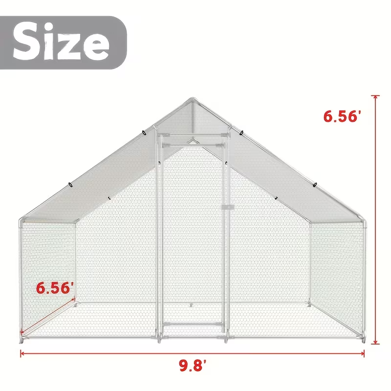 Walk-in Chicken Coop Large Heavy-Duty Metal Poultry Pen with Waterproof UV-Proof Roof Cover - Outdoor Backyard Farm Enclosure for Chickens Ducks Geese Rabbits, Multiple Sizes