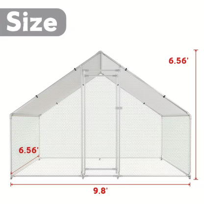Walk-in Chicken Coop Large Heavy-Duty Metal Poultry Pen with Waterproof UV-Proof Roof Cover - Outdoor Backyard Farm Enclosure for Chickens Ducks Geese Rabbits, Multiple Sizes