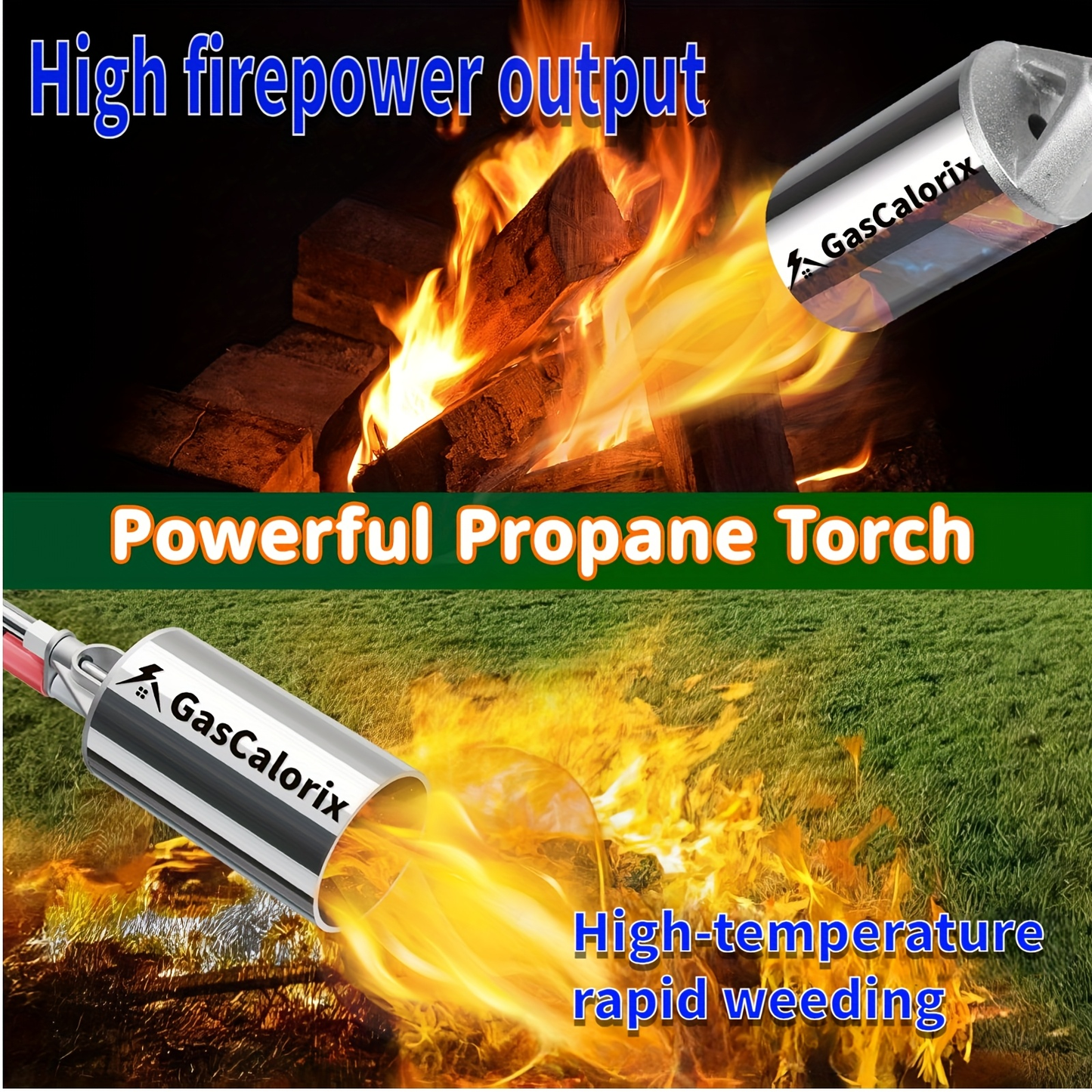 Weed Burner Torch Propane with 10ft Hose & Turbine Trigger, High-Output Flame Weeder with 1lb Cylinder Converter for Garden Weeding, Ice & Snow Melting, Wood Burning, Outdoor Use – Gas Tank Not Included