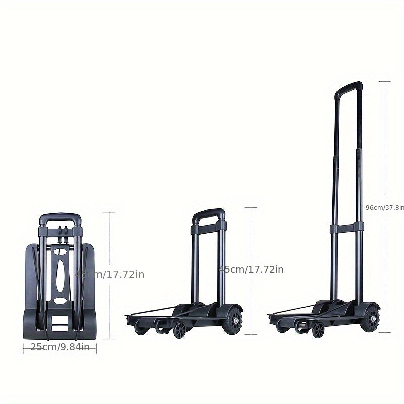Folding Hand Truck Aluminum Alloy | Portable Trolley Cart for Shopping Moving Camping Travel with 2 or 4 Wheels