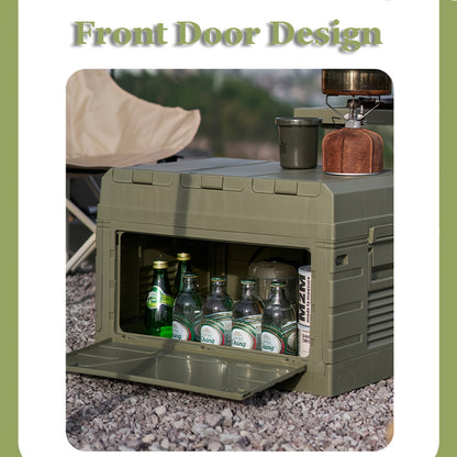 Outdoor Storage Box with Foldable Lid Table, Army Green