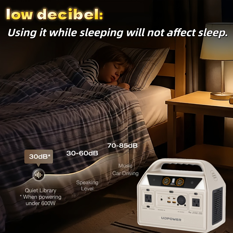 LiFePO4 Power Station 600W 595Wh Solar Generator 9 Outputs AC PD USB-C DC LED for Home Camping RV Travel Emergency Backup Off-Grid Power Supply