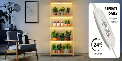 Ultra-Thin Grow Light Under Cabinet Full Spectrum 10-Level Dimming | 3/9/12H Timer High Lumen Sticky & Hangable All Growth Stages | 4pcs Indoor Plants