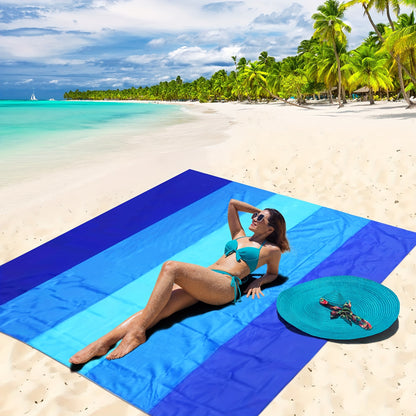 Beach Blanket Sandproof Quick-Dry Nylon Mat 79"x83" for 1-4 Adults – Lightweight Picnic Blanket for Beach, Camping, Hiking & Travel