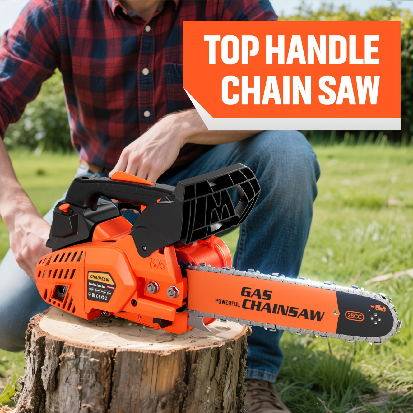 Gas Chainsaw Set – 12-Inch 25CC Pruning Saw & 20-Inch 62CC Heavy-Duty Log Cutting Chainsaw, Choose by Need
