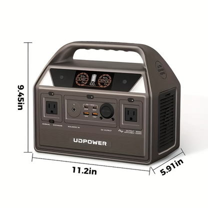 LiFePO4 Power Station 600W 595Wh Solar Generator 9 Outputs AC PD USB-C DC LED for Home Camping RV Travel Emergency Backup Off-Grid Power Supply