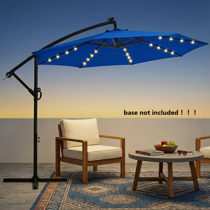 Offset Cantilever Umbrella 10FT Solar LED UPF50+ Easy Tilt Crank