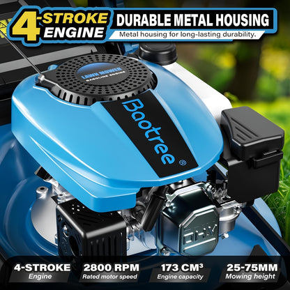 Self-Propelled Lawn Mower 21-Inch 201cc 4-Cycle Gas Engine, 7-Level Height Adjustment, 3-in-1 Mulching Bagging Side Discharge, Push & Self-Propelled