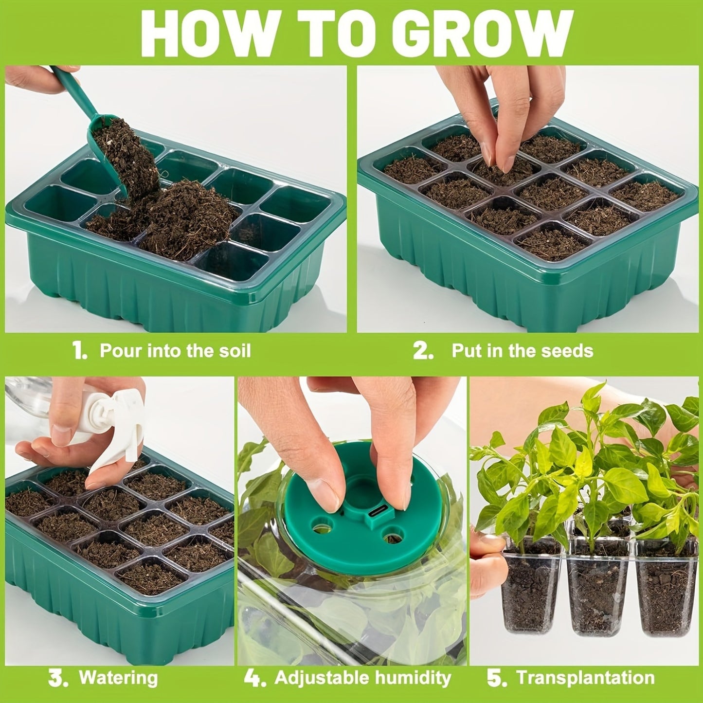 Seed Starter Kit with Grow Light LED | Indoor Mini Greenhouse Germination
