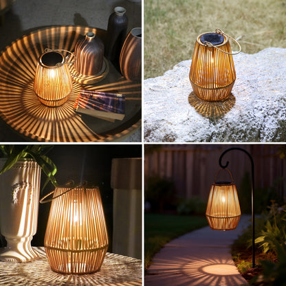 Solar Bamboo Lights Bohemian Style Outdoor Hanging Decoration for Garden Patio Deck Porch Tree Lawn Halloween Christmas 1/2/4pcs
