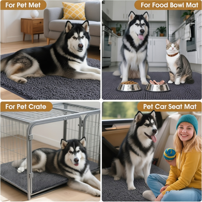 Chenille Dog Door Mat Super Absorbent Muddy Paws Non-Slip Washable Pet Rug Quick Dry Gingham Entryway Mat Indoor Outdoor Multiple Sizes & Colors