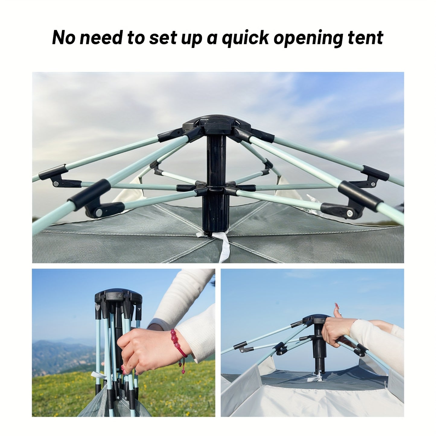 Automatic Hexagonal Camping Tent 4-6 Person Instant Setup Waterproof
