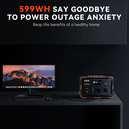 Outdoor Power Station 300W / 600W Fast Charging | 259Wh 599Wh Lithium Solar Generator AC DC USB | Camping Hunting Home Power Outage Backup