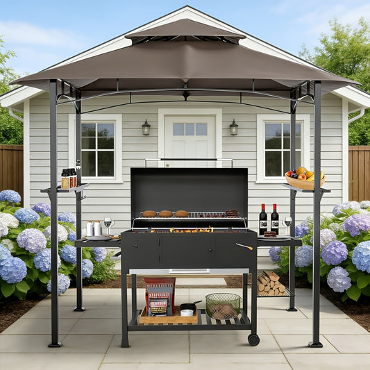 Outdoor Grill Gazebo Heavy-Duty Double-Tier BBQ Canopy UV-Resistant