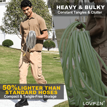 Stainless Steel Metal Garden Hose | Kink-Free, 10-Function Nozzle, Brass Fittings – 10FT to 150FT