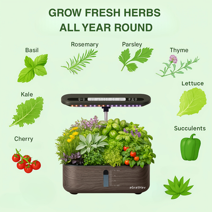 Hydroponic Garden Kit 14-Pod with LED Grow Light – Smart Timer, Quiet Pump & 1.32 Gal Tank, 75-Piece Indoor Herb Garden System for Vegetables, Flowers & Herbs, Plug & Play