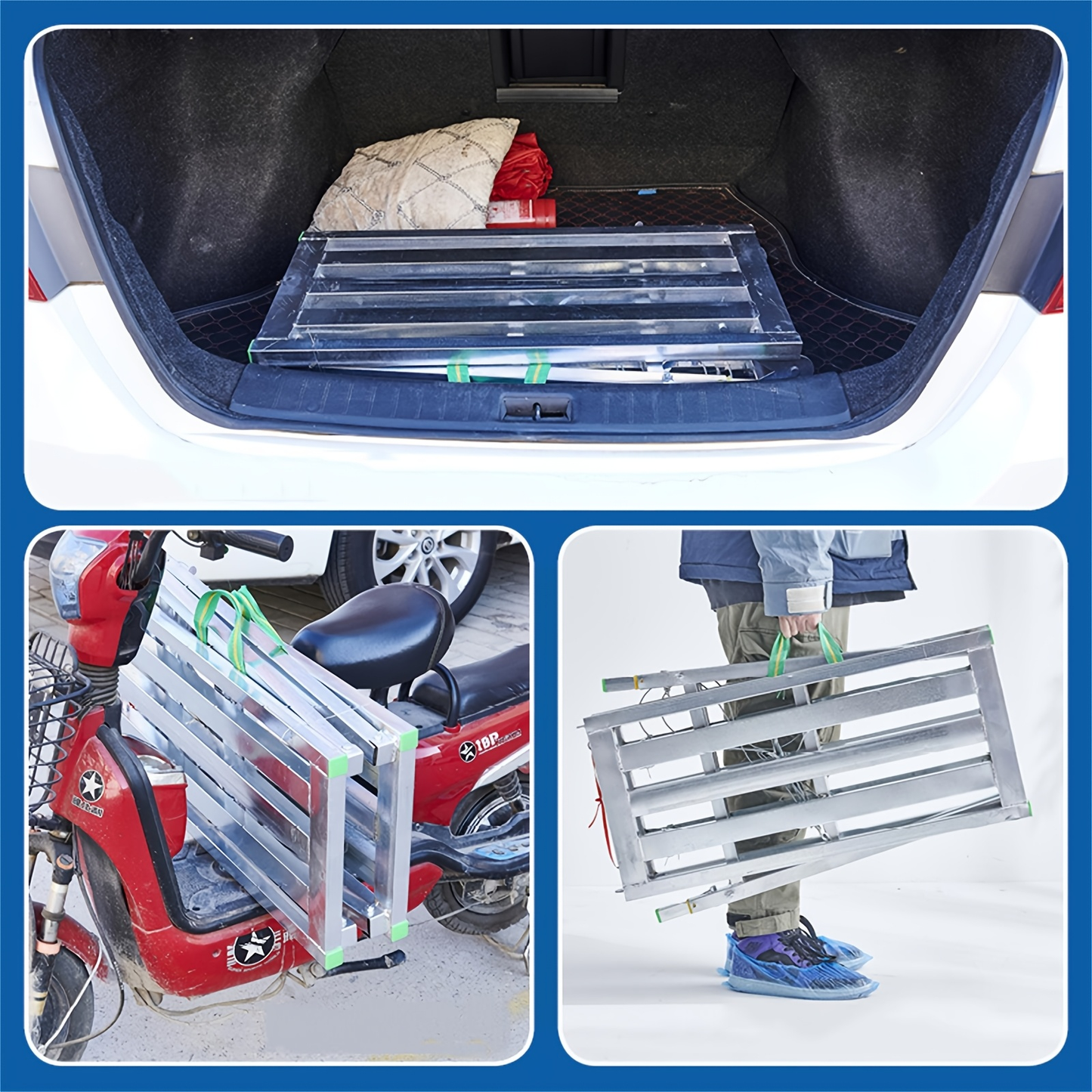 Scaffolding Work Platform Folding Steel Step Ladder 1000 LBS Heavy Duty Adjustable Height Portable Drywall Bench for Painting Decorating Car Washing RV Cleaning