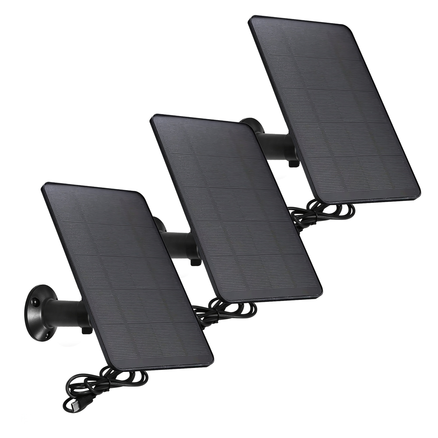 Solar Panel Charger for Security Camera 7W 360° Adjustable USB-C Micro USB Outdoor Weatherproof Continuous Charging for Doorbell Surveillance Camera Smart Light Fan 2 Pack 3 Pack