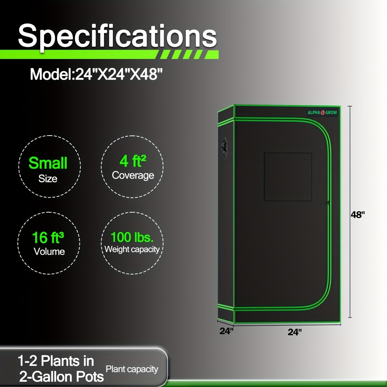 Indoor Grow Tent 1680D Lightproof with Viewing Window, Floor Tray & No-Tool Assembly, Hydroponic Setup for Seedling & Vertical Flowering, Multiple Sizes 2x2 to 4x4ft