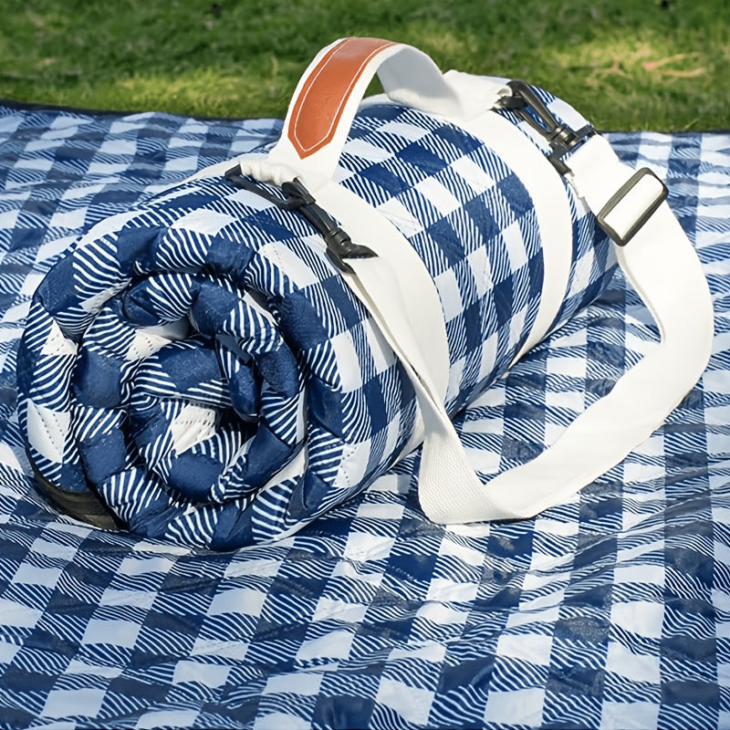 Beach Blanket Oversized Sandproof Plaid Mat – Tear-Resistant Quick-Dry Foldable with Straps for Picnic Camping Yoga Outdoor Travel Family