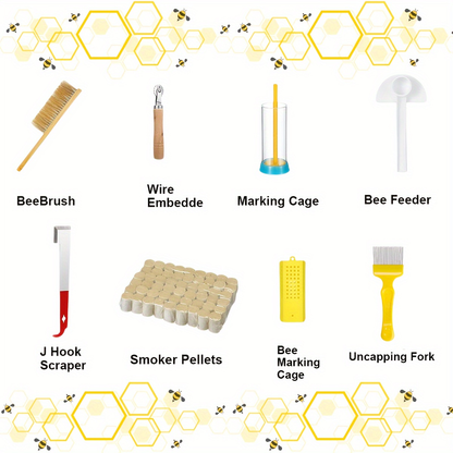 Beekeeping Starter Kit 12PCS Gloves Hive Tool Bee Brush Supplies