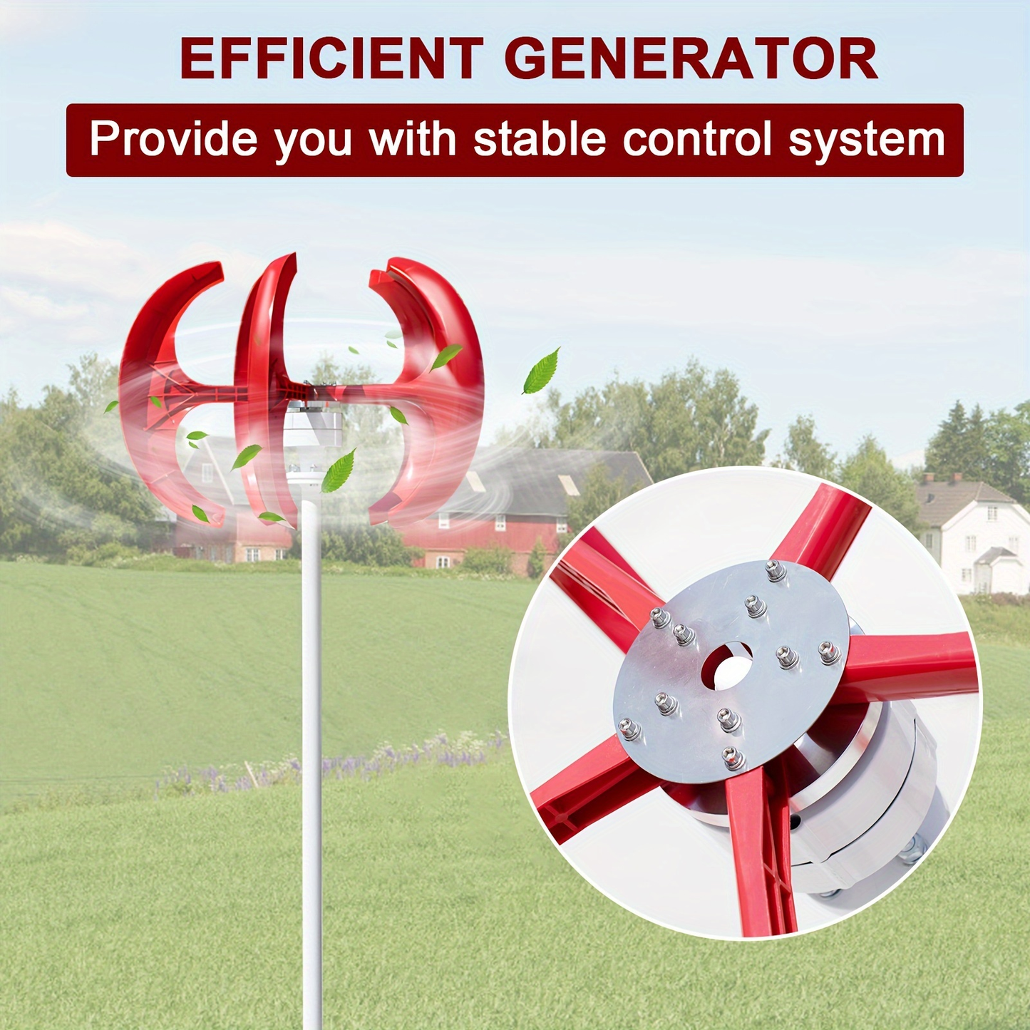 Vertical Wind Turbine Generator 1000W - VAWT Kit with Charge Controller, Low Noise, Easy Install for Home Farm Business Off-Grid Power