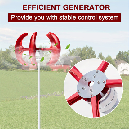 Vertical Wind Turbine Generator 1000W - VAWT Kit with Charge Controller, Low Noise, Easy Install for Home Farm Business Off-Grid Power