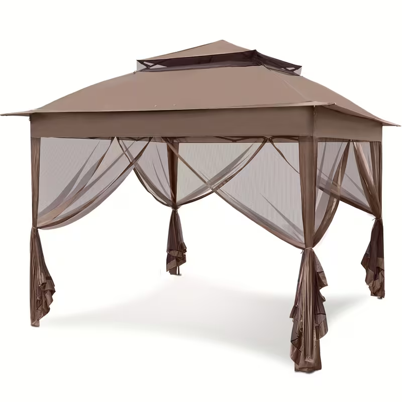 Instant Gazebo Tent 11x11 FT Mosquito Netting No Assembly Required