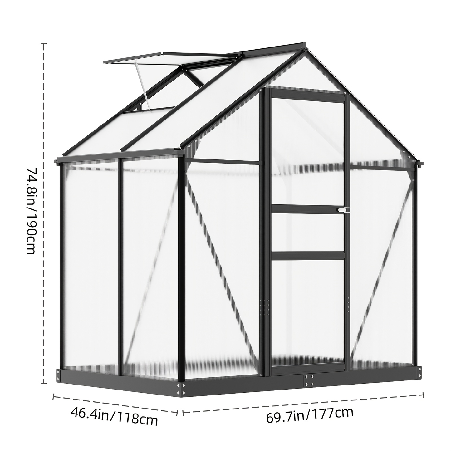 Polycarbonate Greenhouse 6x4ft Walk-In with Aluminum Frame & Roof Ventilation | Durable Outdoor Garden Greenhouse Easy Assembly | Backyard Year-Round Growing