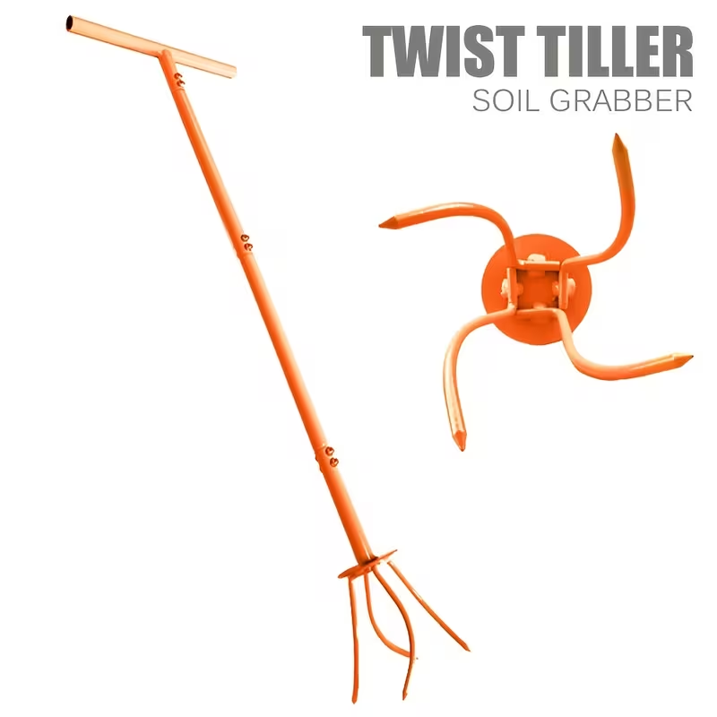 Garden Cultivator Manual Soil Loosener & Scarifier, Heavy-Duty Detachable Ergonomic Handle, Multi-Function Tool for Lawn Aeration, Vegetable Bed & Root Care