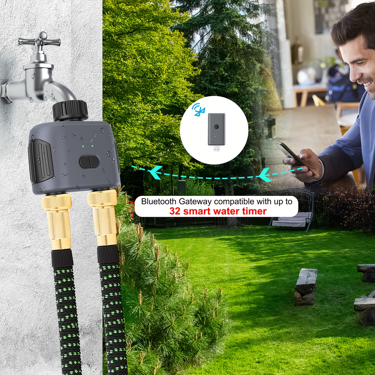 WiFi Sprinkler Timer Smart 2-Zone Irrigation System with App & Alexa Voice Control