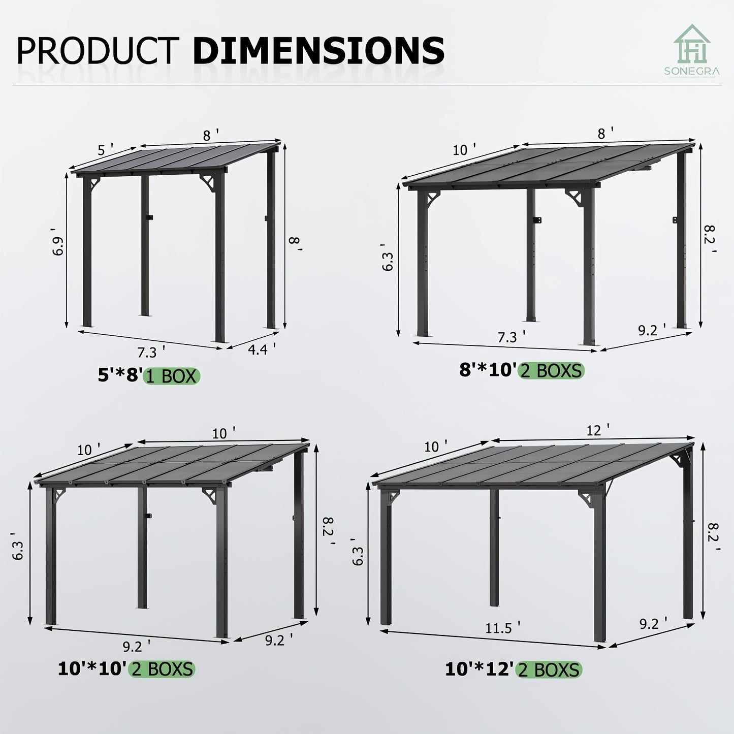 Lean-To Pergola Wall-Mounted Aluminum Louvered Roof Patio Awning